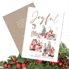 エレガントバラ金ゴールドスクリプトJOYFUL モダン Beige Photo 箔シーズンカード