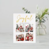 エレガントバラ金ゴールドスクリプトJOYFUL モダン Beige Photo 箔シーズンポストカード (立ち正面)