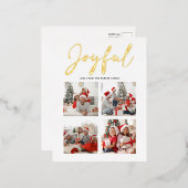 エレガントバラ金ゴールドスクリプトJOYFUL モダン Beige Photo 箔シーズンポストカード (正面/裏面)