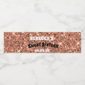 エレガントバラ金ゴールドスパークルグリッター16誕生日 ペットボトルラベル (シングルラベル)