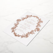 エレガントバラ金ゴールドトイルフローラリース結婚ズ 箔招待状 (回転した状態)