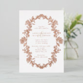 エレガントバラ金ゴールドトイルフローラリース結婚ズ 箔招待状 (立ち正面)