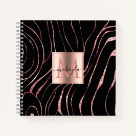 エレガントバラ金ゴールドトラストライプのブラック ノートブック