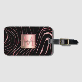 エレガントバラ金ゴールドトラストライプのブラック ラゲッジタグ
