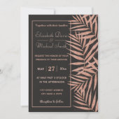 エレガントバラ金ゴールドトロピカル離れ結婚のアートワーク 招待状 (正面)