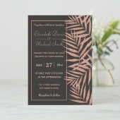 エレガントバラ金ゴールドトロピカル離れ結婚のアートワーク 招待状 (スタンド正面)