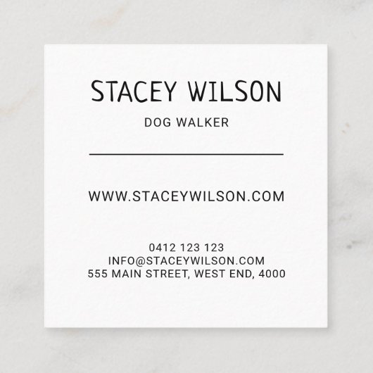 エレガントバラ金ゴールドネイビードッグウォーカー |ペットトリマー スクエア名刺 (裏面)