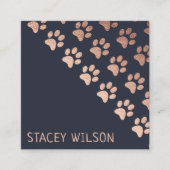 エレガントバラ金ゴールドネイビードッグウォーカー |ペットトリマー スクエア名刺 (正面)