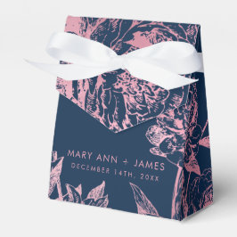 エレガントバラ金ゴールドネイビーブルーフローラ結婚ズ フェイバーボックス