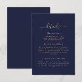 エレガントバラ金ゴールドネイビー結婚ブルーの詳細カード エンクロージャーカード (正面/裏面)