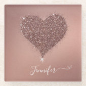 エレガントバラ金ゴールドハートの輝き ガラスコースター (正面)