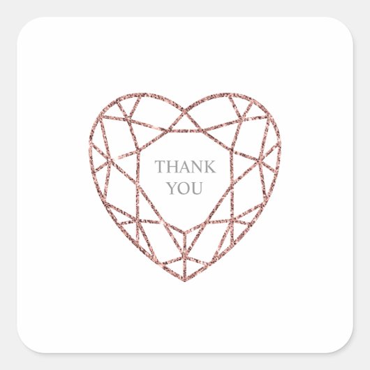 エレガントバラ金ゴールドハート感謝していのステッカー スクエアシール (正面)