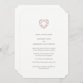 エレガントバラ金ゴールドハート結婚式招待状 招待状 (正面/裏面)