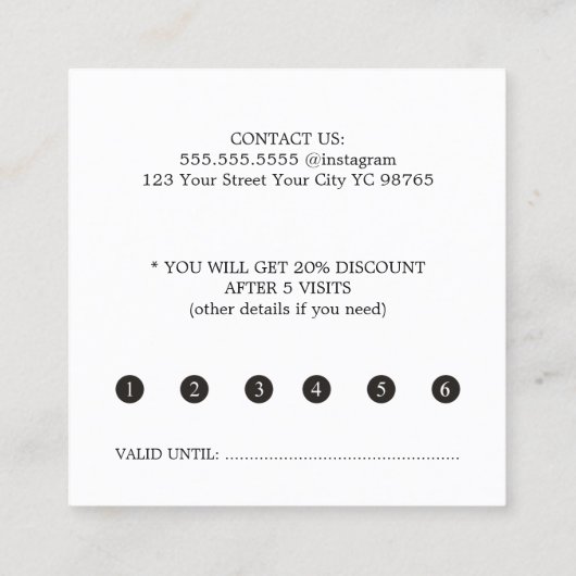 エレガントバラ金ゴールドハート美しいサロン ロイヤリティカード (裏面)