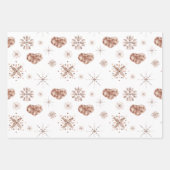 エレガントバラ金ゴールドハート&フラワーオンホワイト ラッピングペーパーシート (正面)