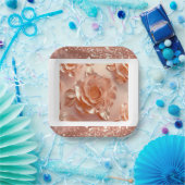 エレガントバラ金ゴールドバラグリッター紙プレート ペーパープレート (パーティー)