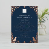 エレガントバラ金ゴールドバード&フローラ企業のイベント 箔招待状 (立ち正面)