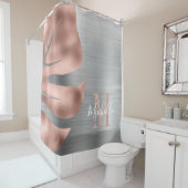 エレガントバラ金ゴールドパームモノグラムのリーフ シャワーカーテン (インサイチュ)