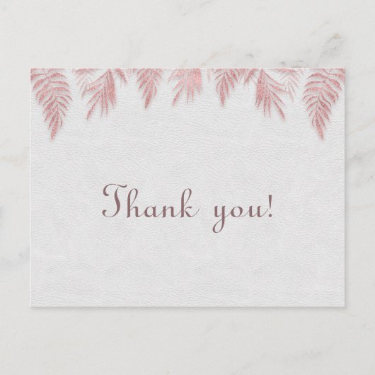 エレガントバラ金ゴールドパーム葉ズ結婚サンキュー ポストカード (正面)