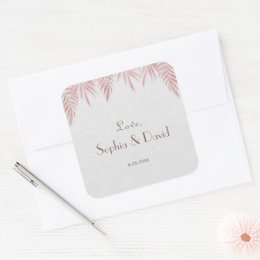 エレガントバラ金ゴールドパ離れーム結婚ズ スクエアシール (封筒)