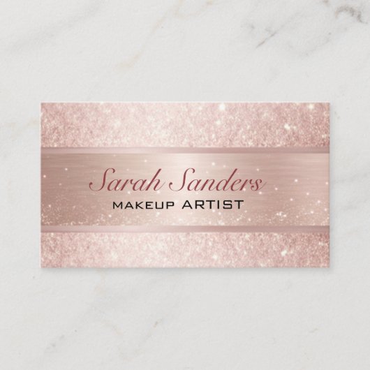 エレガントバラ金ゴールドピンクグリッターガーリーメイクアップアーティスト 名刺 (正面)