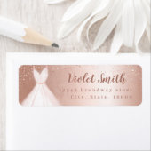 エレガントバラ金ゴールドピンクドレス差出人住所 ラベル (インサイチュ)