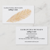 エレガントバラ金ゴールドフェイクグリッター羽毛 名刺 (正面/裏面)