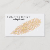 エレガントバラ金ゴールドフェイクグリッター羽毛 名刺 (正面)