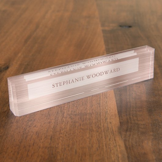 エレガントバラ金ゴールドフェイクブラシ付き金属箔 デスクネームプレート (側面)