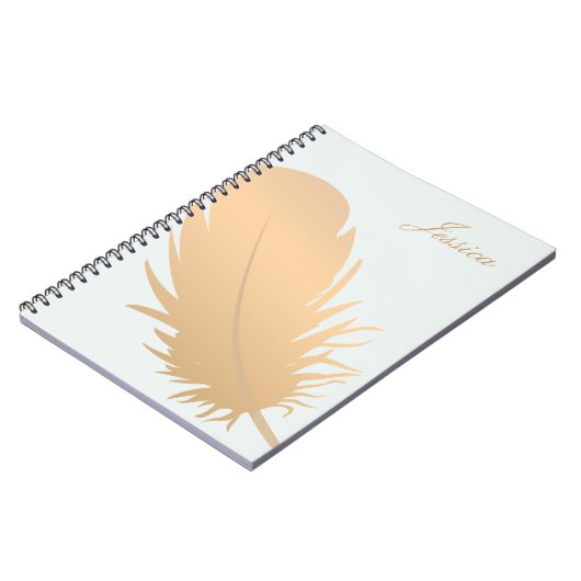 エレガントバラ金ゴールドフェザーパーソナライズされたアート ノートブック (左側)