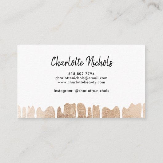 エレガントバラ金ゴールドフォイルのドライブ名スクリプトのメイクアップ 名刺 (裏面)