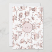 エレガントバラ金ゴールドフランスのトイルフローラ結婚ズ 招待状 (裏面)