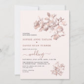 エレガントバラ金ゴールドフランスのフローラ結婚トイル 招待状 (正面)