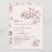 エレガントバラ金ゴールドフランスのフローラ結婚トイル 招待状 (正面/裏面)