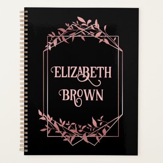 エレガントバラ金ゴールドフレ離れーム黒 プランナー手帳 (正面)