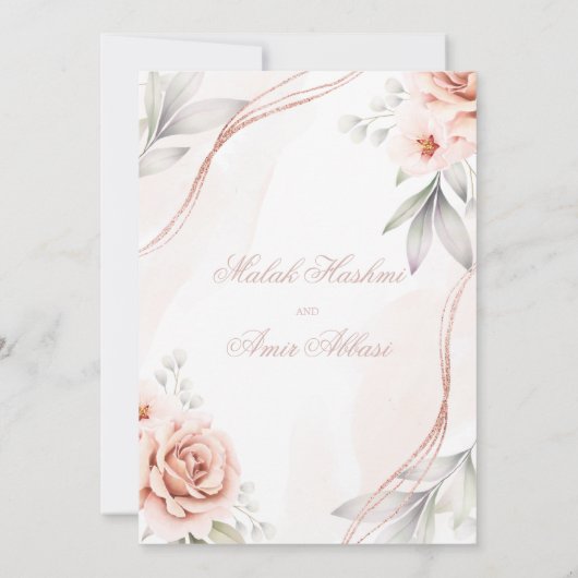 エレガントバラ金ゴールドフローライスラム結婚教徒 招待状 (裏面)