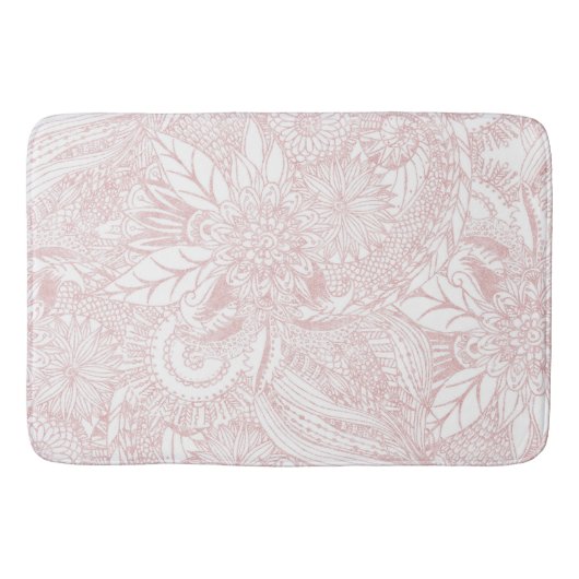 エレガントバラ金ゴールドフローラデザイン バスマット (正面)