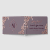 エレガントバラ金ゴールドフローラパープルマウヴ結婚ズ ゲストブック (全面)