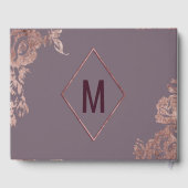 エレガントバラ金ゴールドフローラパープルマウヴ結婚ズ ゲストブック (裏面)