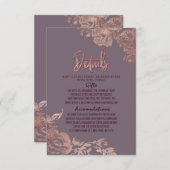 エレガントバラ金ゴールドフローラパープル結婚ズ詳細 エンクロージャーカード (正面/裏面)
