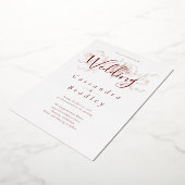 エレガントバラ金ゴールドフローラピンクブルグンディ結婚ズ 箔招待状 (回転した状態)