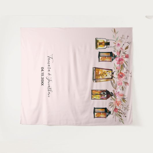 エレガントバラ金ゴールドフローラフォトバック結婚ズ タペストリー (正面(横))