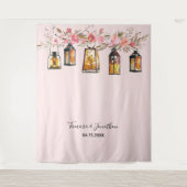 エレガントバラ金ゴールドフローラフォトバック結婚ズ タペストリー (正面)