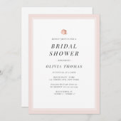 エレガントバラ金ゴールドフローラミニマルブライダルシャワー 招待状 (正面/裏面)