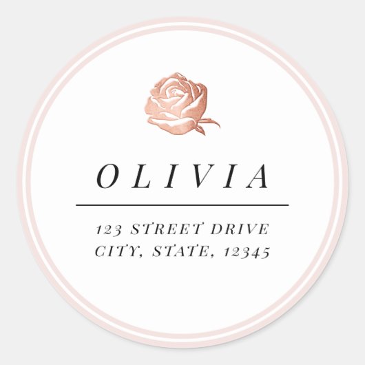 エレガントバラ金ゴールドフローラミニマル差出人住所 ラウンドシール (正面)