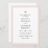 エレガントバラ金ゴールドフローラミニマ結婚リスト 招待状 (正面/裏面)