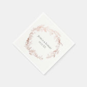 エレガントバラ金ゴールドフローラリースパーソナライズされた スタンダードカクテルナプキン (角)