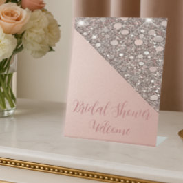 エレガントバラ金ゴールドブライダルシャワーへようこそ 台座サイン