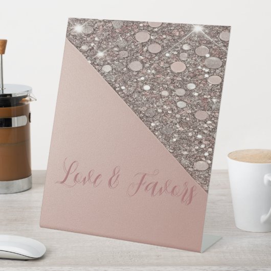 エレガントバラ金ゴールドブライダルシャワーラブ&ウィーズ 台座サイン (インサイチュ)