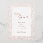 エレガントバラ金ゴールドブライダルシャワー 箔招待状 (正面)